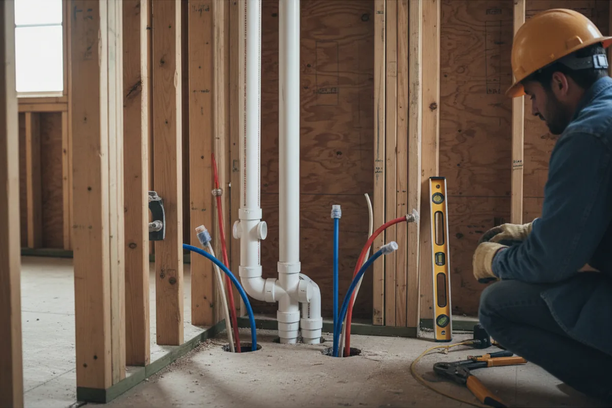 Drain and supply rough-in during Drain Cleaning in Union City